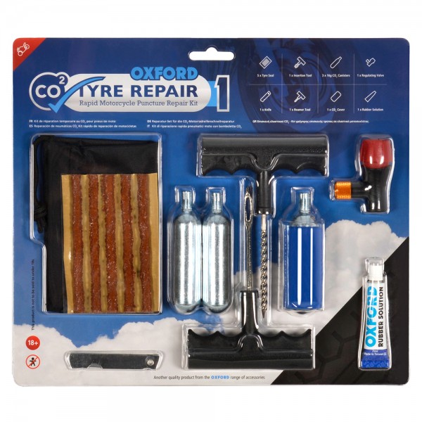 Oxford CO2 Repair1 Motorcycle Tyre Puncture Repair Kit