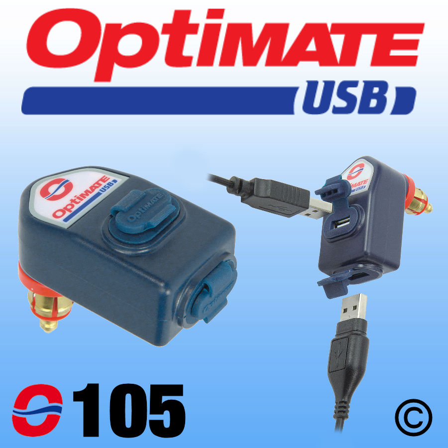O105 OptiMate Dual USB Charger 3300mA - DIN Plug