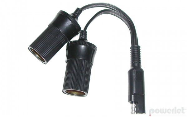 Powerlet SAE Y-Cable To Dual Cigarette Socket