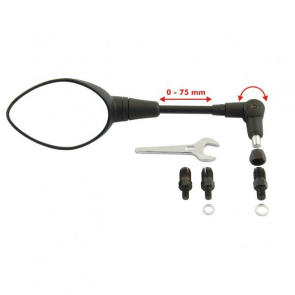 Touratech Folding Mirror, length adjustable - fits many bikes