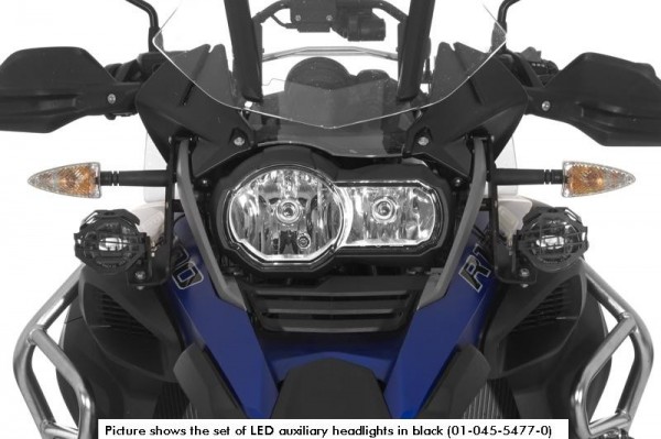 Touratech Set of LED auxiliary headlights, fog/High Beam black aluminium for BMW R1200GSAdv LC 2014-