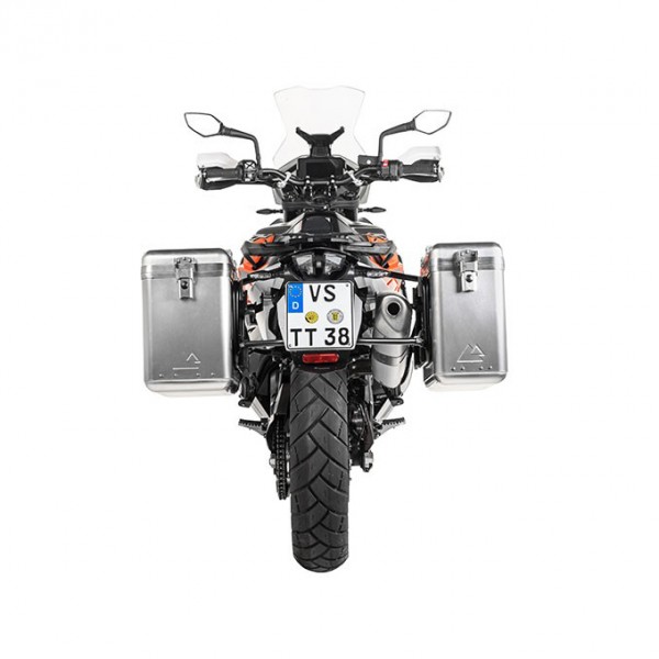 Touratech ZEGA Mundo alu pannier sys 31/38 litres S/S rack black for KTM 890/790 Adv/R/Norden 901