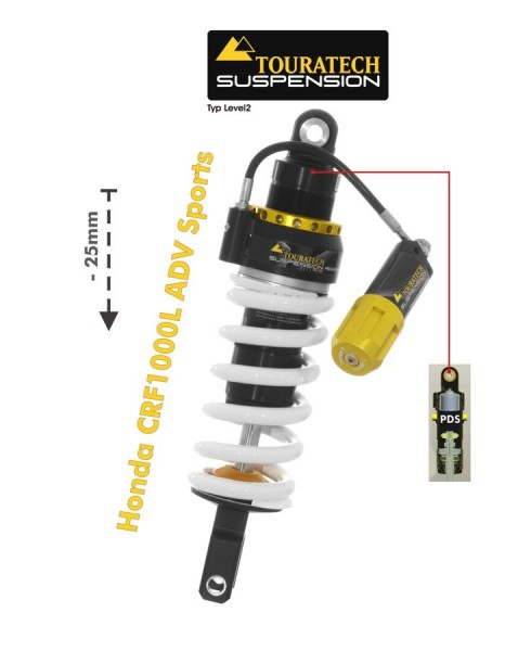 Touratech Suspension lowering shock for Honda CRF1000L Adventure Sports 2018- Type Explore HP/PDS