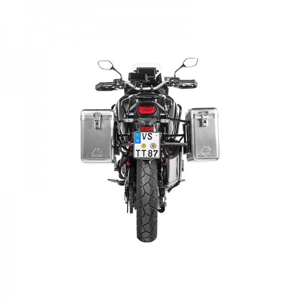 Touratech ZEGA Mundo aluminium pannier system 31/38 litres w S/S rack black for Honda CRF1100L A/T