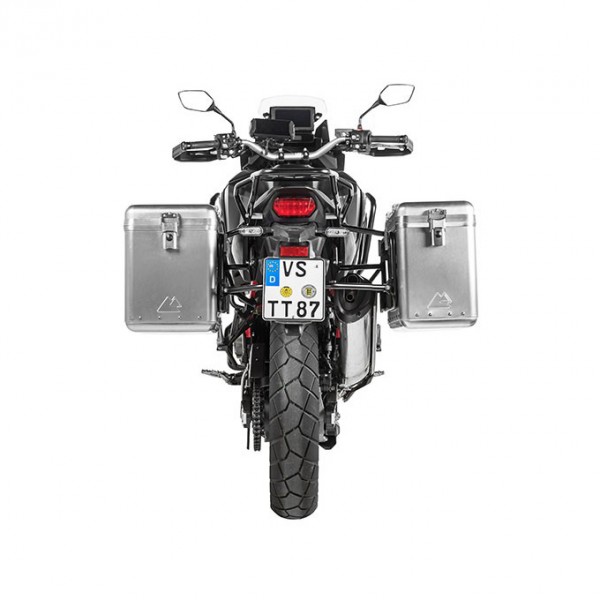 Touratech ZEGA Mundo aluminium pannier system 38/45 litres w S/S rack black for Honda CRF1100L A/T