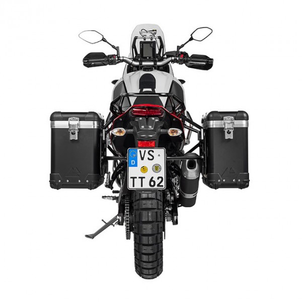 Touratech ZEGA Pro *And-Black* alu panniers 31/38L w S/S rack black Yamaha Tenere 700/World Raid