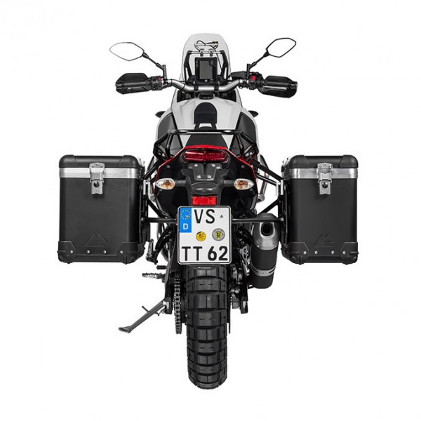 Touratech ZEGA Pro *And-Black* alu system 38/45L w S/S rack black Yamaha Tenere 700/World Raid