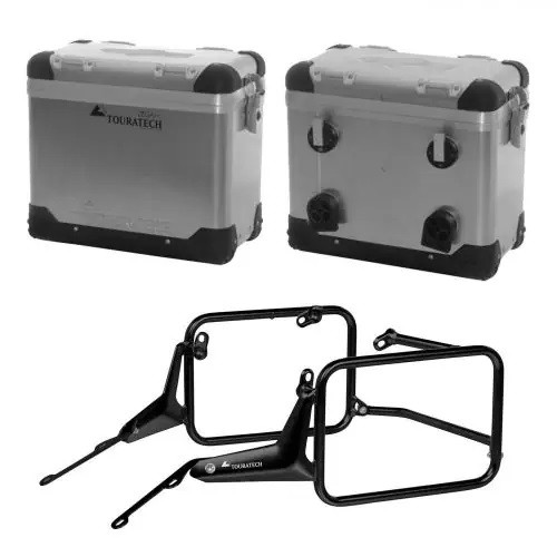 Touratech ZEGA Pro Aluminium Pannier System black rack 38/38L Aluminium Natural for BMW R1300GS