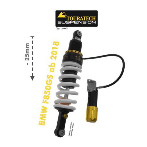 Touratech Suspension lowering shock -25 mm for BMW F850GS from 2018 type Level2
