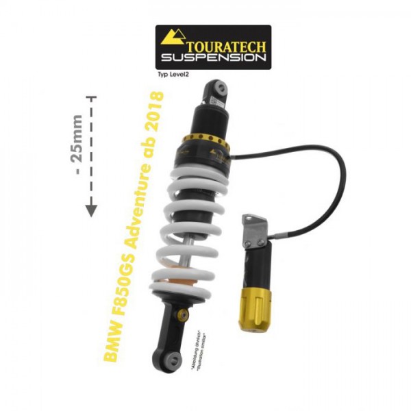 Touratech Suspension lowering shock -25mm for BMW F850GS Adventure from 2018 type Level2