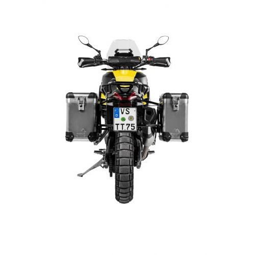 Touratech ZEGA Pro aluminium pannier system 31/38L w SS rack black for Aprilia Tuareg 660