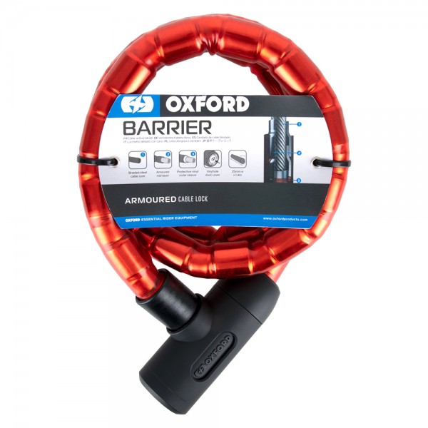 Oxford Barrier Armoured Cable 1.4mx25mm Red LK137