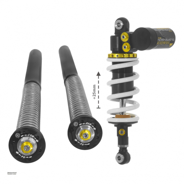 Touratech Suspension Set +25mm for CFMOTO 450MT (2024-), Extreme Shock absorber + Open Cartridge Kit
