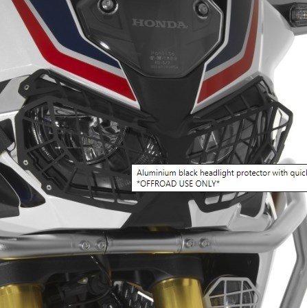 Touratech Aluminium black headlight protector with QR fastener, for Honda CRF1000L Africa Twin/ CRF